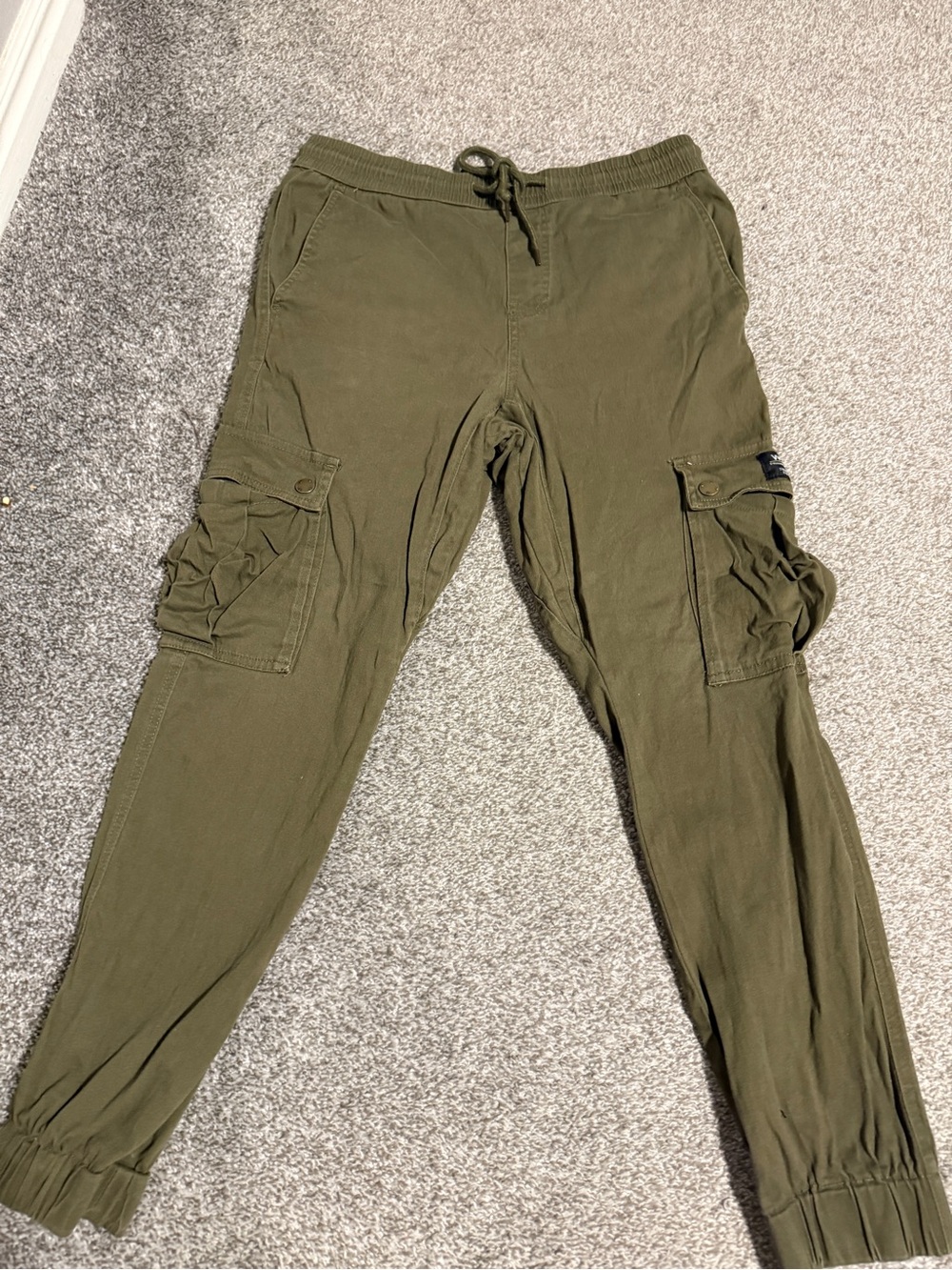 Wesc Olive Green Cargo Jogger Pants with Drawstring